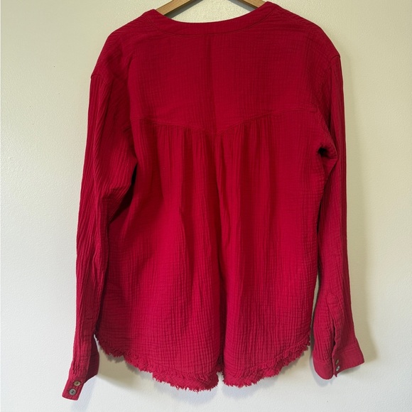 FREE PEOPLE Changing Horizons Pullover Top Red Size Large - Picture 2 of 9